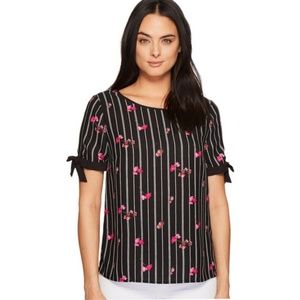 NWOT CeCe Ditsy Stripe Blouse